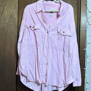 Pink corduroy button up, size 2x